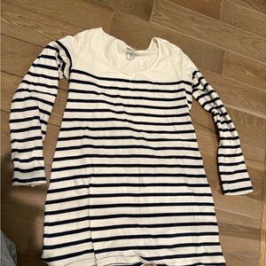 Striped Long Sleeve maternity shirt - White & Navy